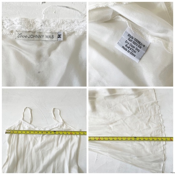 JOHNNY WAS White Eyelet Lace Mini Bay Doll Dress Swim Coverup With Slip Size S - Picture 11 of 11